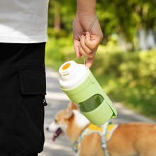 2-in-1 Dog Water Bottle, Portable Travel Feeder with Food Storage