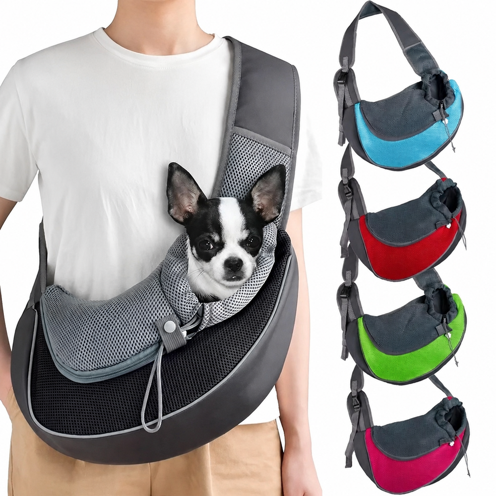 Pet Sling Carrier, Breathable Crossbody Bag for Cats & Small Dogs