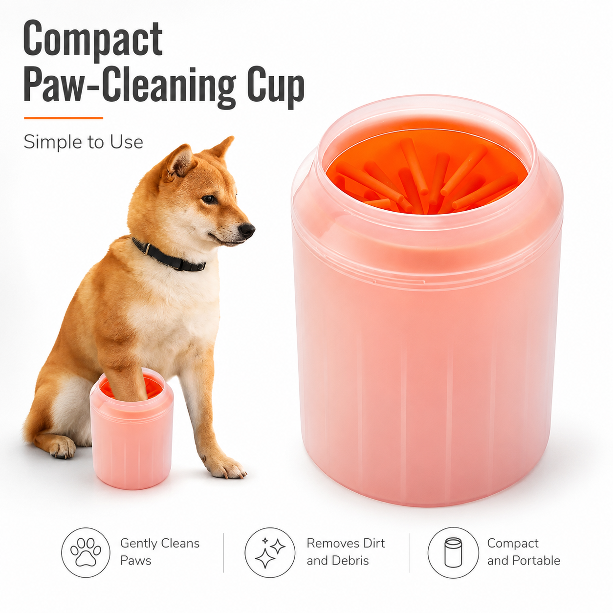 Portable Dog Paw Cleaner Cup with Cleaning Brush