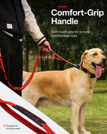 Heavy-Duty Bungee Dog Leash, Shock-Absorbing with 2 Padded Handles