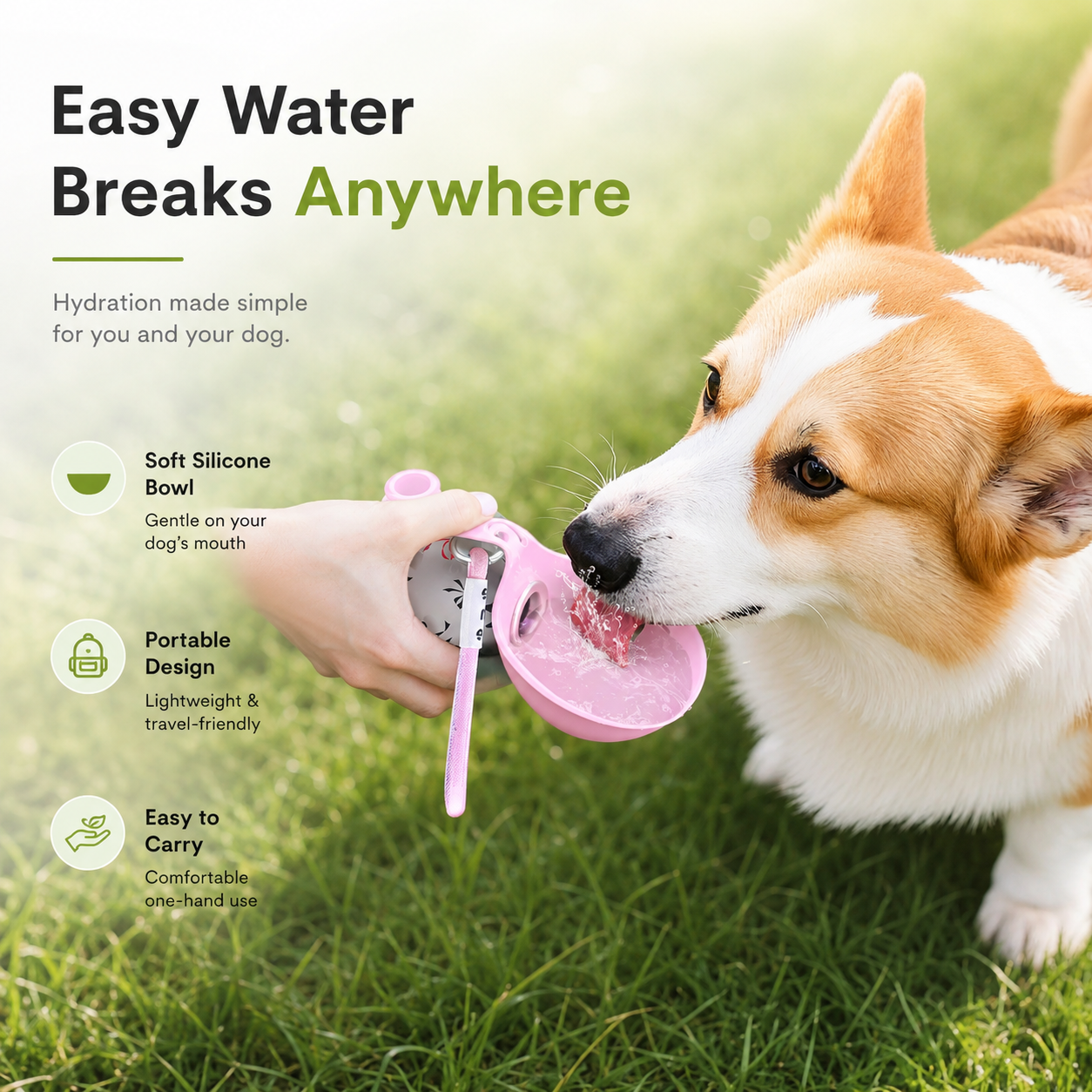 2-in-1 Portable Dog Water Bottle with Bowl | Tails & Wander