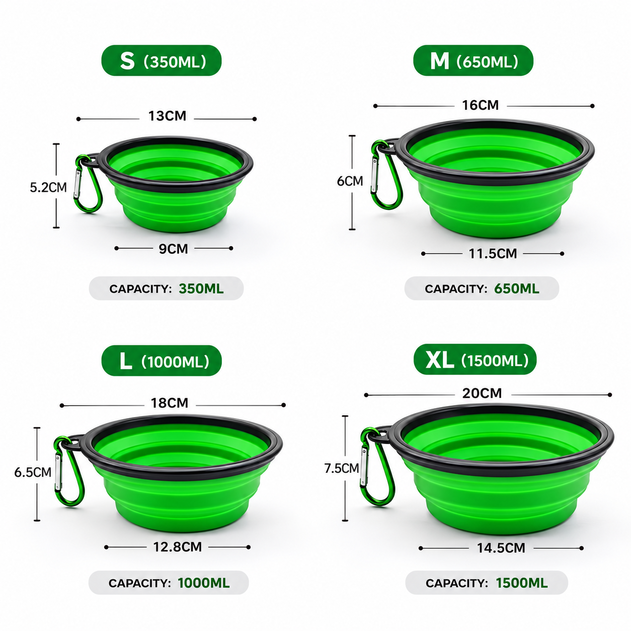 Collapsible Dog Bowl, Portable Travel Food & Water Dish
