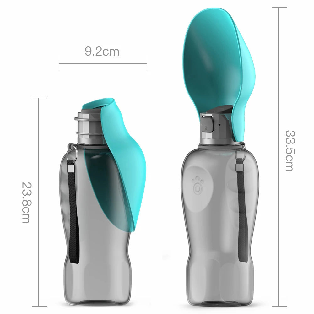 Portable Dog Water Bottle, Travel Dispenser with Built-In Bowl